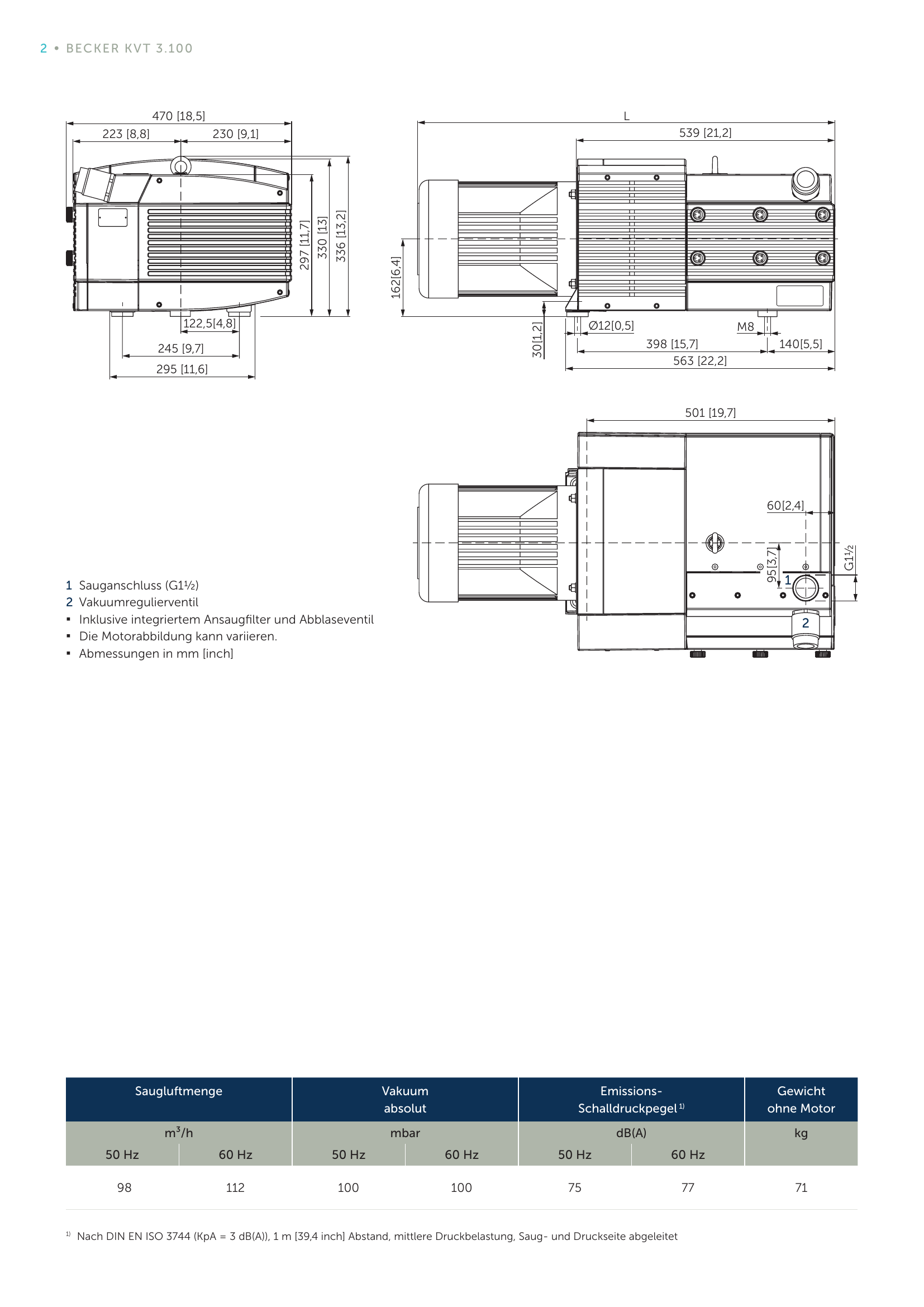 Becker VACS 0030.0020 VC+ – Kompakt-Vakuumanlage mit 2 Pumpen KVT 3.140/0-400