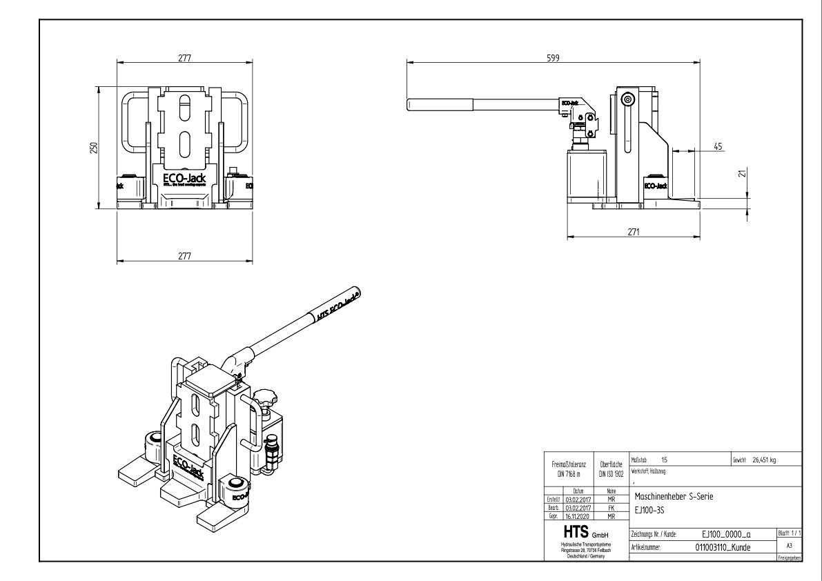 Machine jack EJ60-4S 6.0 to 6000 KG Hydraulic