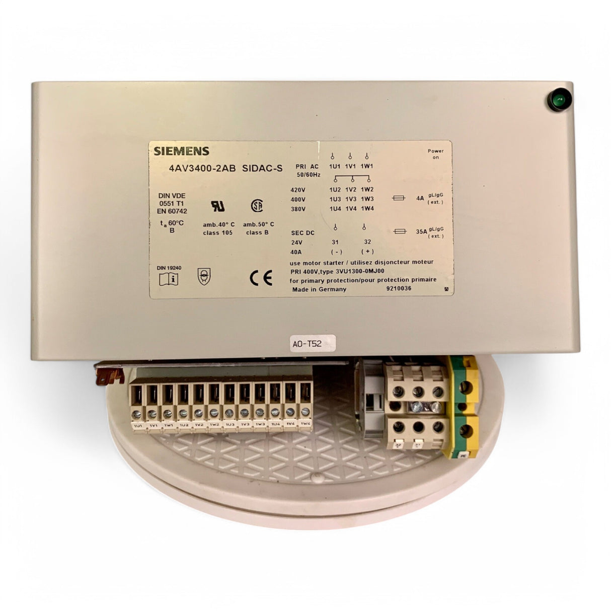 SIEMENS 4AV3400-2AB SIDAC TRANSFORMER 9210036