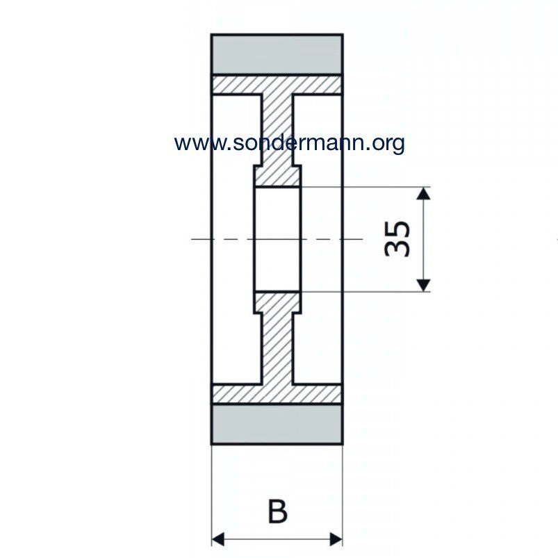 4 Stück -PUR Vorschubrolle 120 x 60 mm Polyurethan (PU R) mit Stahlkern – Ø35 mm Bohrung – Teilkreis 8,5 x 48 – für Maggi, Haffner, HolzHe