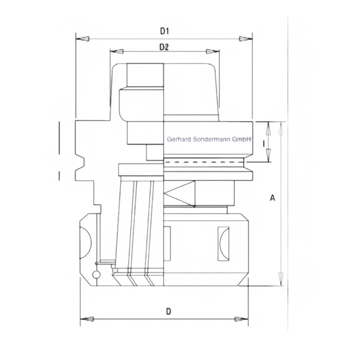 HSK 63 38 B Spannzangenfutter mit Radiusfräser D=79,7 b=47,8 B=30,8