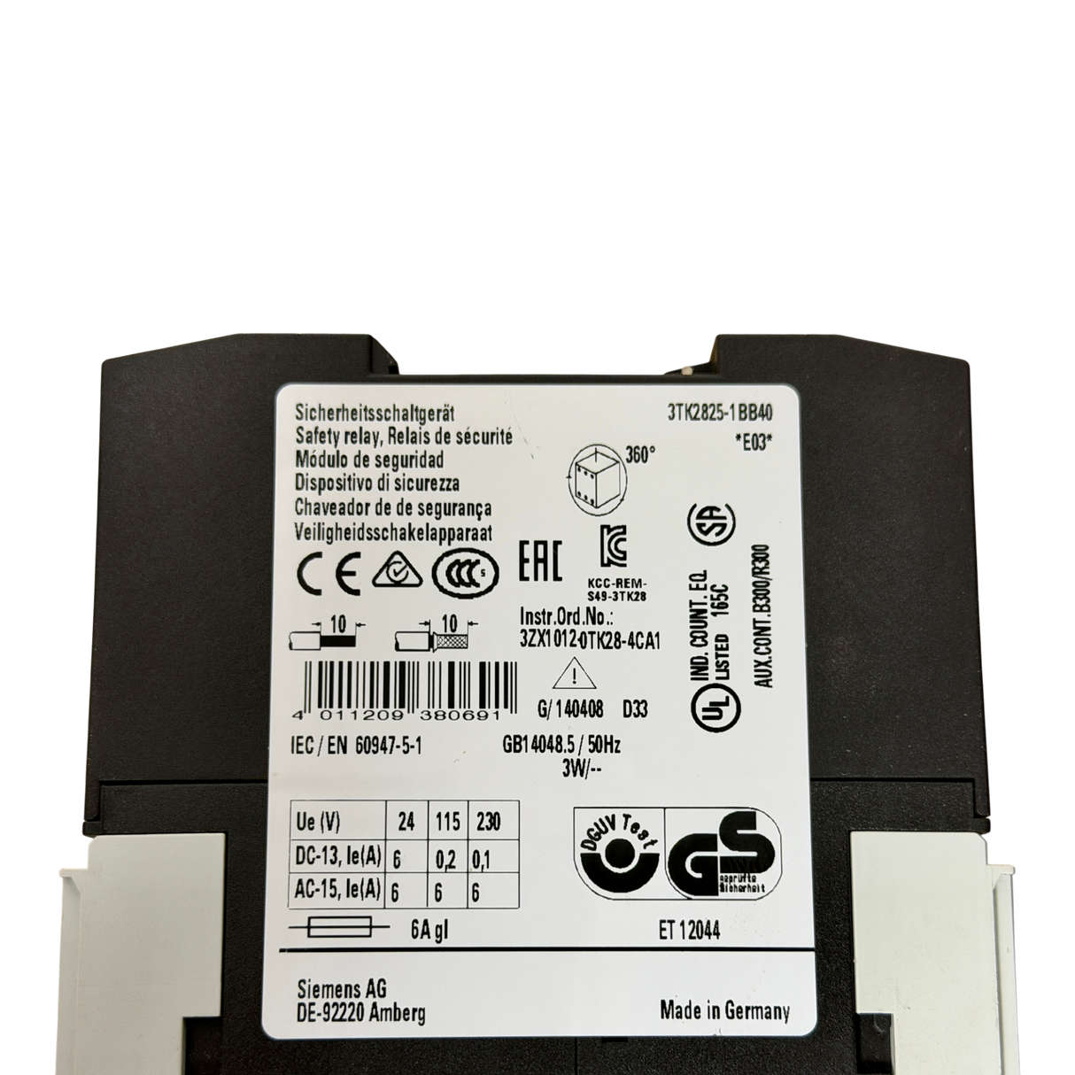 Siemens Siguard Sicherheitsrelais Art Nr 3TK2828 1BB41