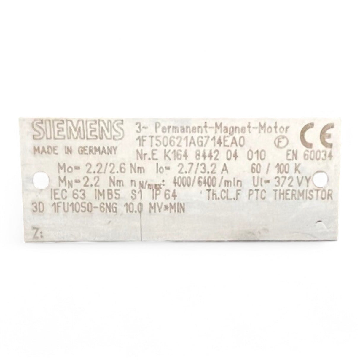 SIEMENS 3- Permanent-Magnet-Motor 1FT50621AG714EA0