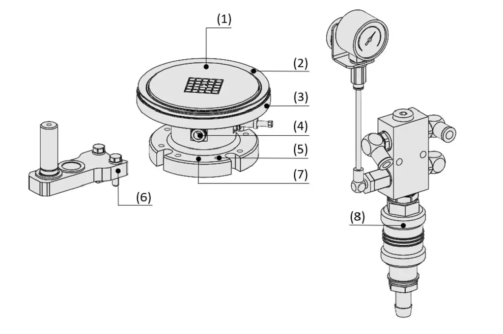 Systemaufbau CMB-HD mit Bauteil-Kennzeichnung 1 bis 8