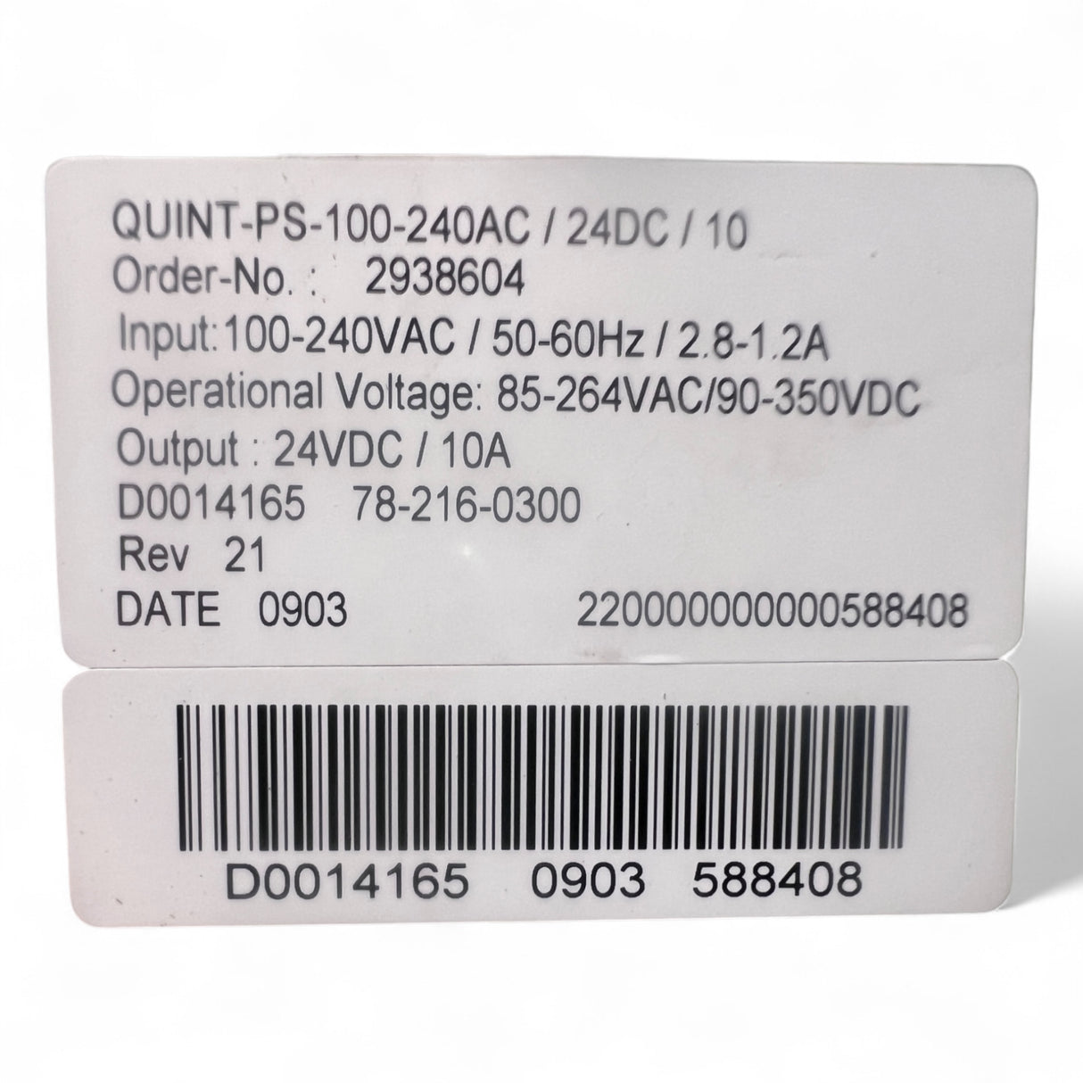 PHOENIX CONTACT QUINT-PS-100-240AC/24DC/10 Schaltnetzteil 24V 10A 240W – Art.Nr. 2938604