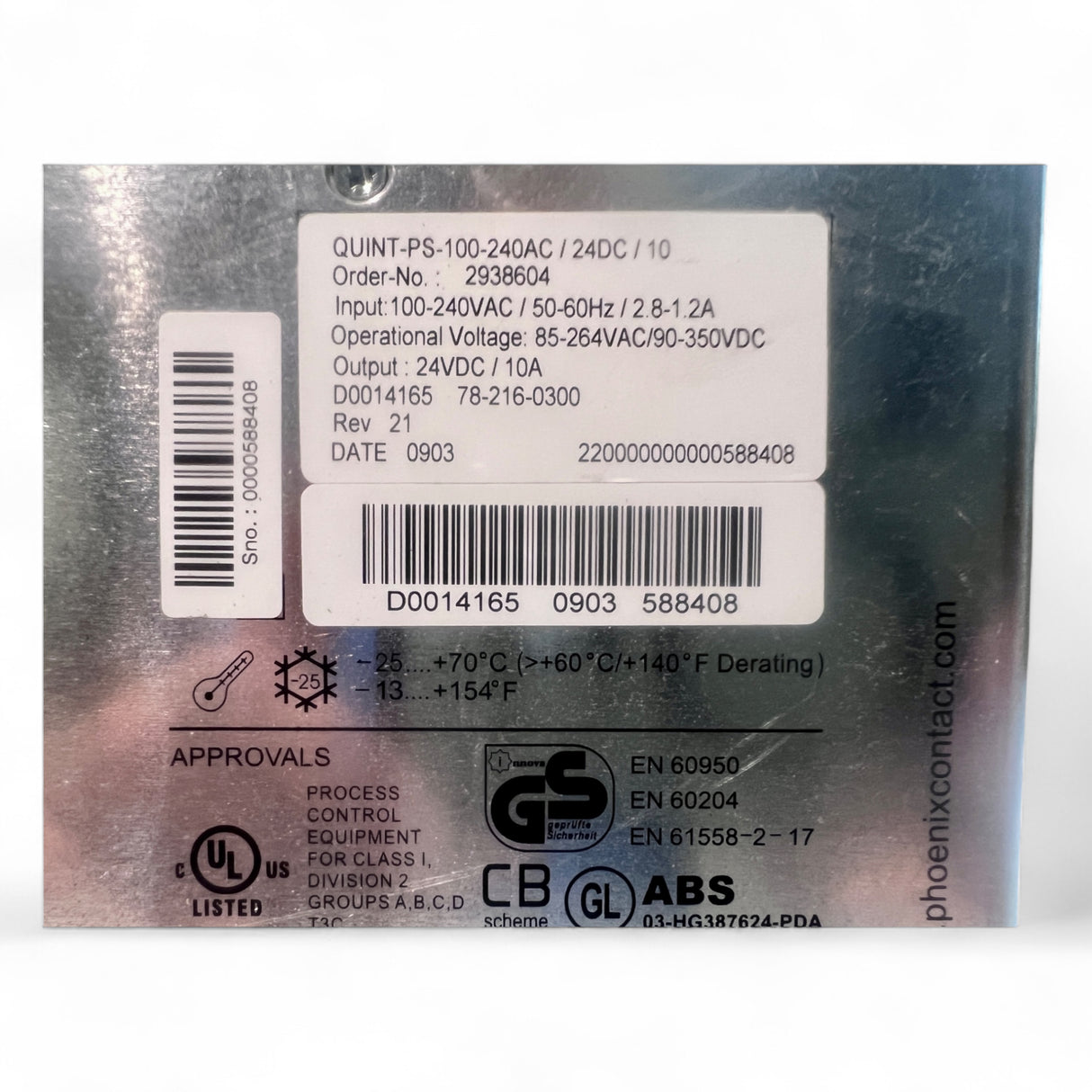 PHOENIX CONTACT QUINT-PS-100-240AC/24DC/10 Schaltnetzteil 24V 10A 240W – Art.Nr. 2938604