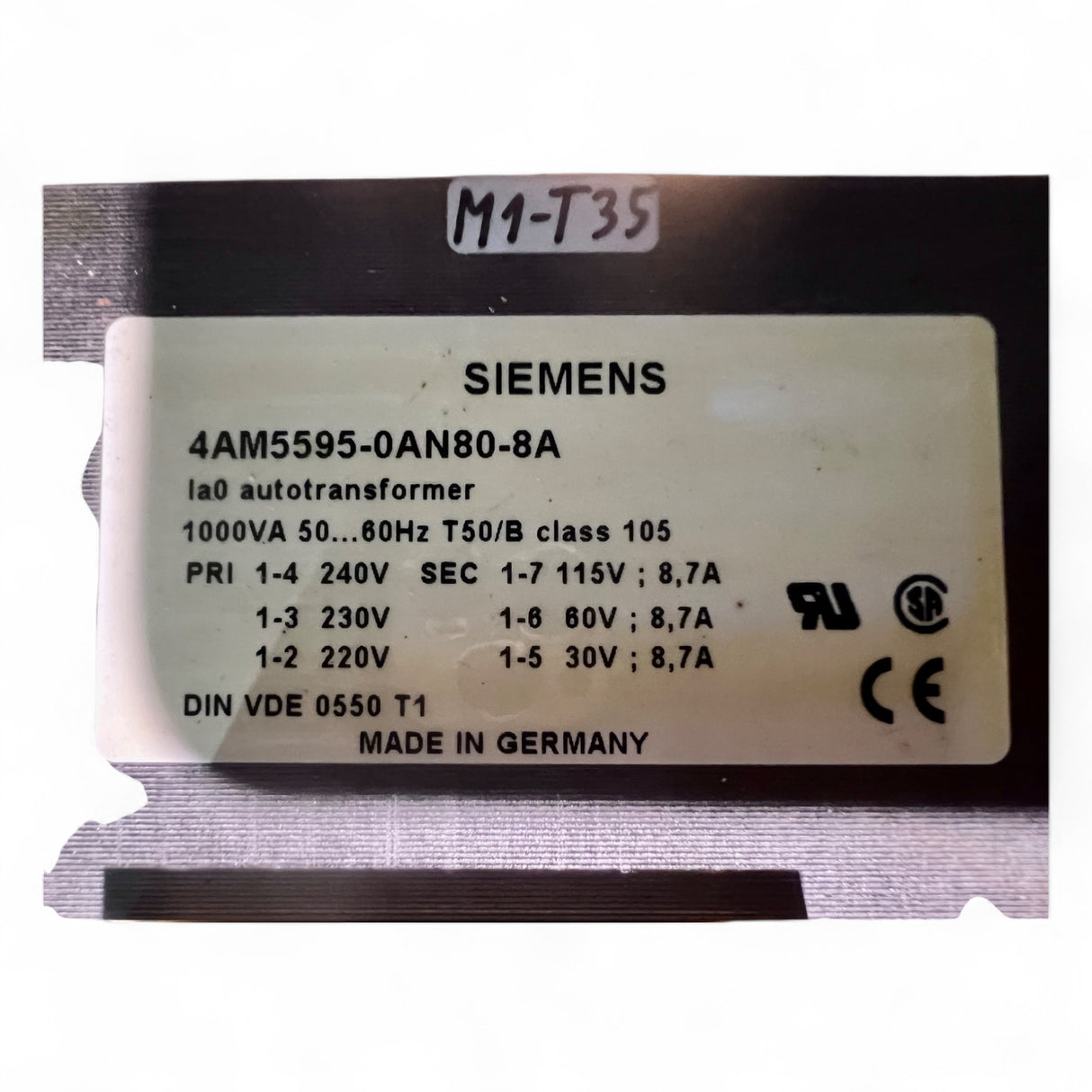 Siemens Autotransformator 1000 VA 240→115/60/30 V – 4AM5595-0AN80-8A | Step-Down | Control (aut.)