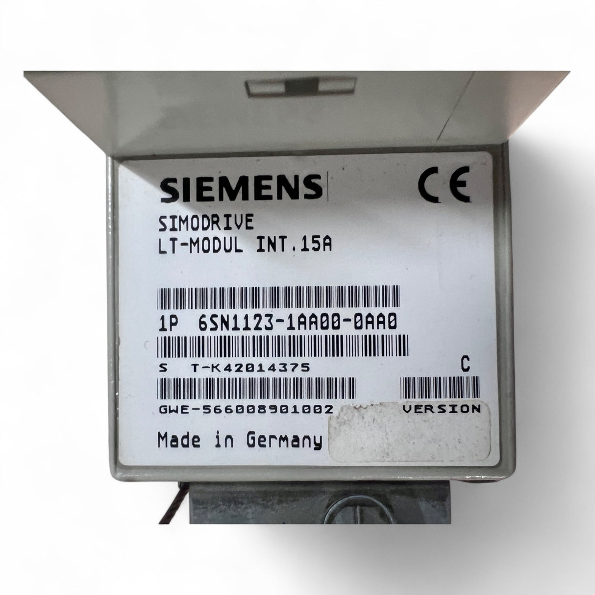 Siemens SIMODRIVE LT-Modul INT. 15A + Steuer-/Anschlussmodul Art.-Nr. 6SN1123-1AA00-0AA0 + 6SN1118-0AA11-0AA1