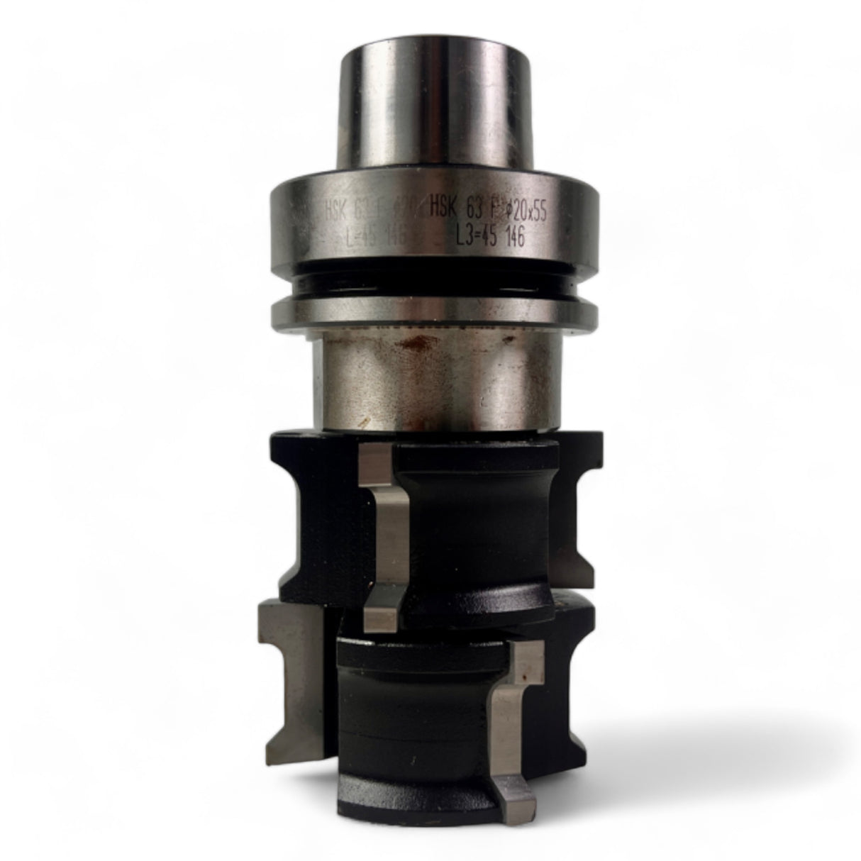HSK 63 F Spannzangenfutter mit Bohrungsaufnahme und Duplex HW Profilfräser D=63 mm L=36 mm