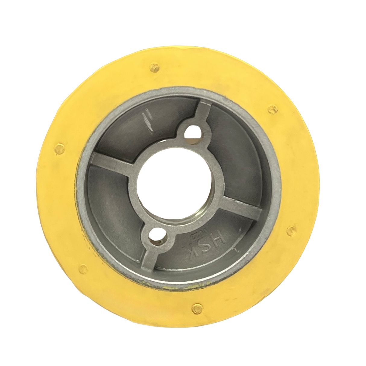 3 Stück HolzHer PUR Vorschubrollen 110 x 50 mm HighGrip Polyurethan (PU R) mit Aluminiumkern – Ø35 mm Bohrung – Teilkreis 8,5 x 48,5