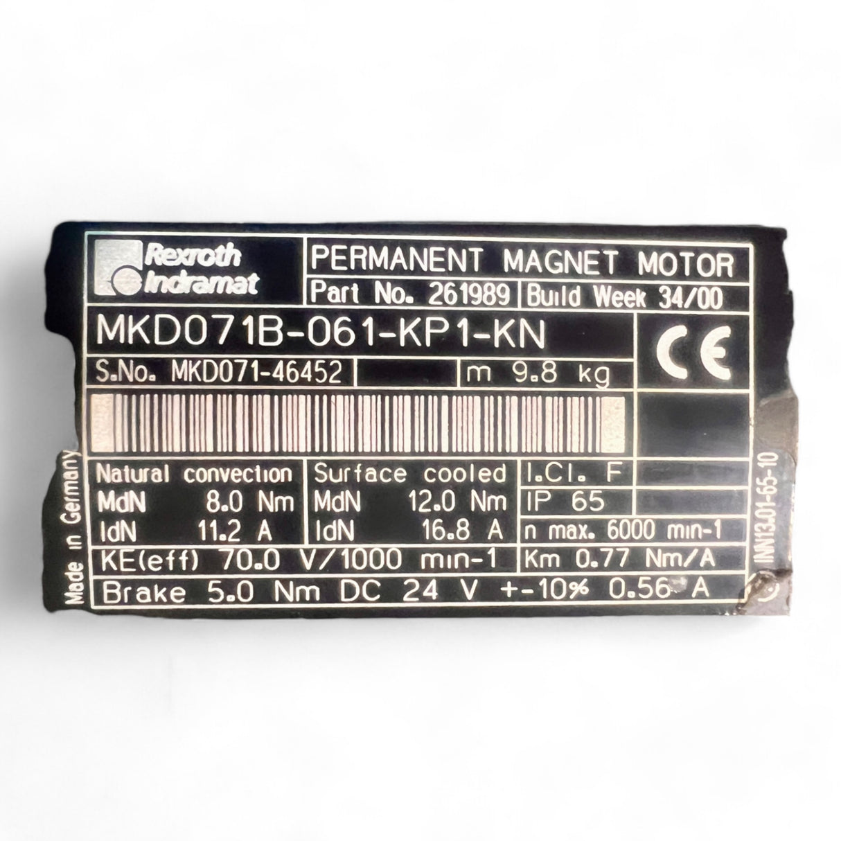 REXROTH Indramat Permanent Magnet Motor MKD071B-061-KP1-KN MKD071-46452:
