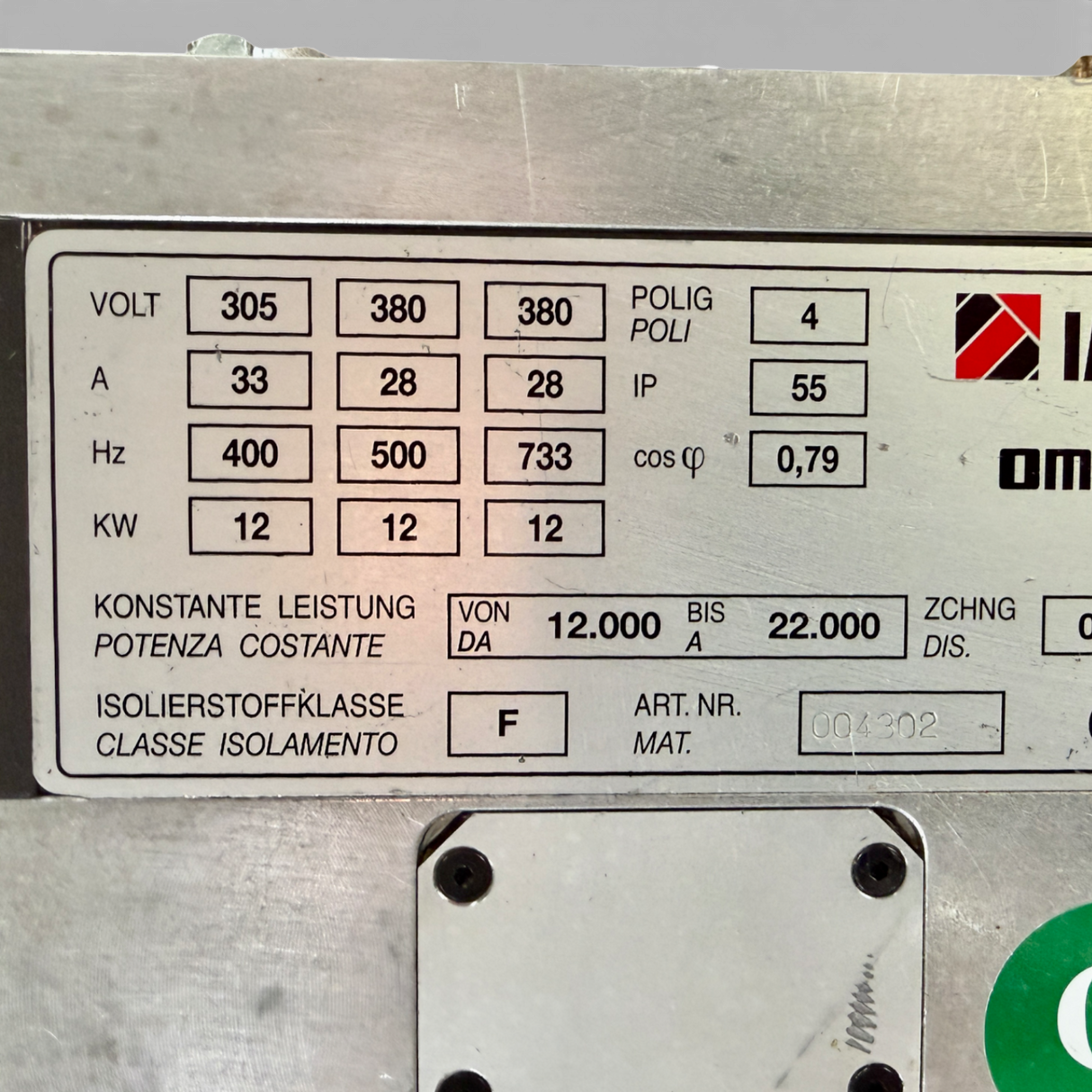 OMLAT IMA Hauptspindel 12 KW Motorspindel Elektrospindel ohne C-Achse