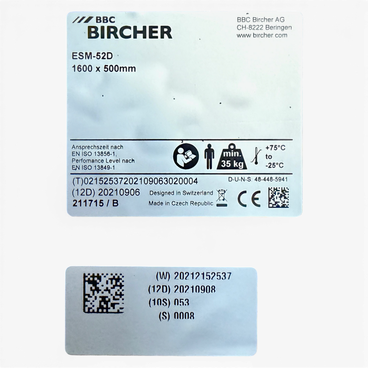 BBC BIRCHER Trittschutzmatte Trittmatte Sicherheitsschaltmatte ESM-52D 1600 x 500 x 11 mm für HOMAG / IMA fabrikneu Hersteller Kennz. 211715/B