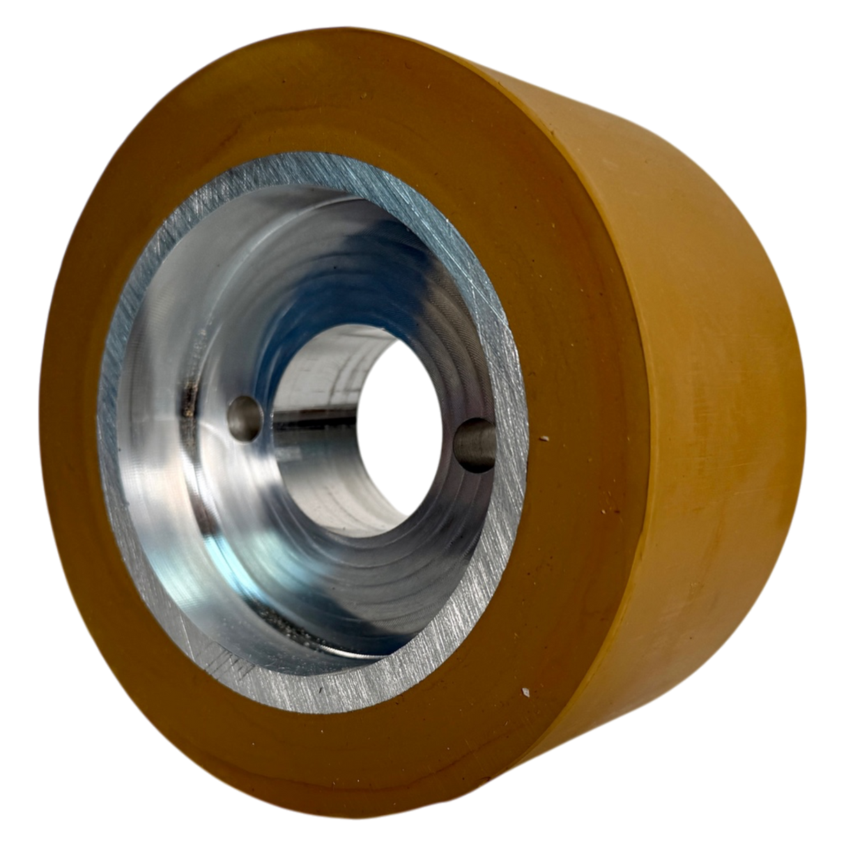 Vorschubrolle 110 x 50 mm Polyurethan (PU R / PU) mit Alukern – Ø35 mm Bohrung – Teilkreis 8,5 x 48 – für HolzHer