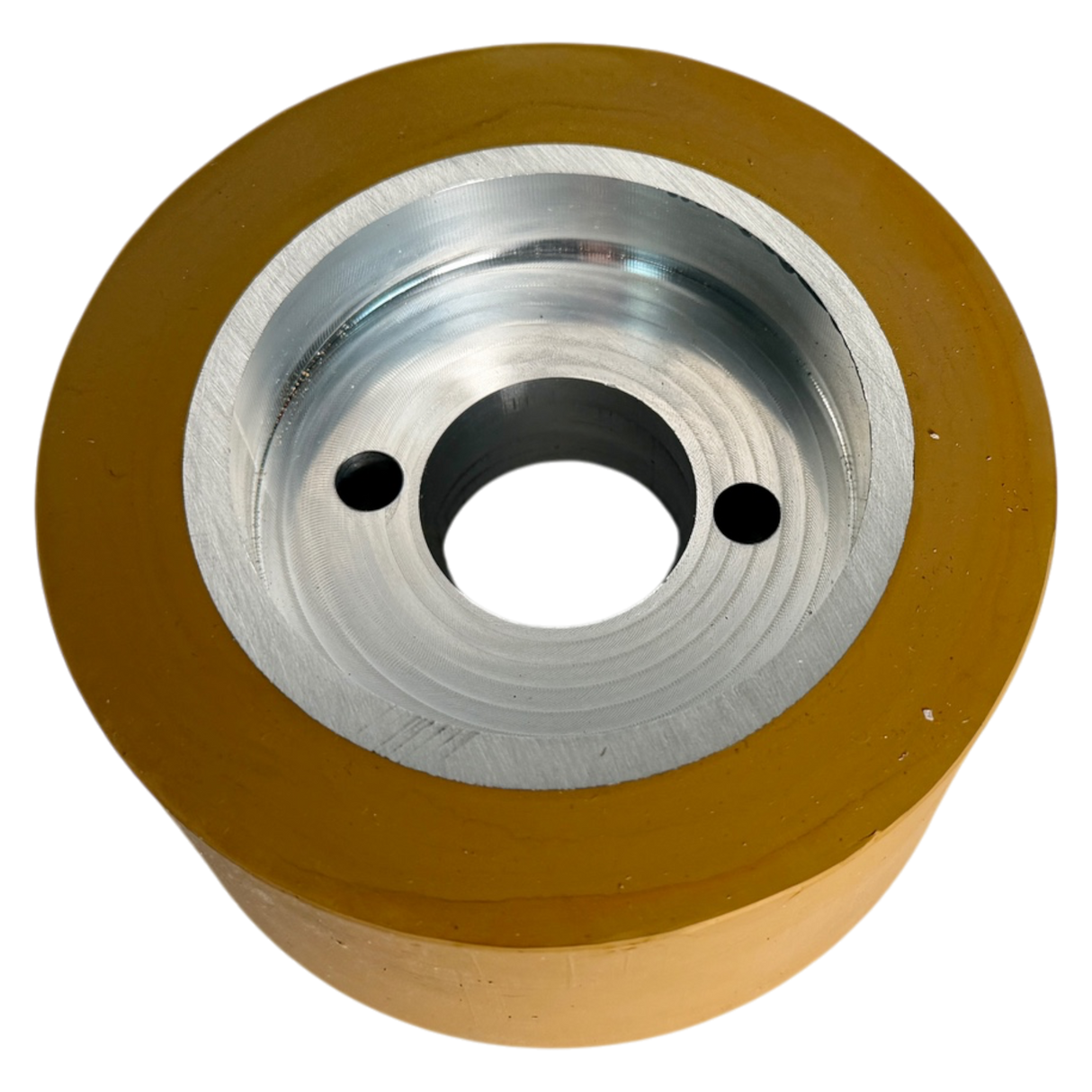Vorschubrolle 110 x 50 mm Polyurethan (PU R / PU) mit Alukern – Ø35 mm Bohrung – Teilkreis 8,5 x 48 – für HolzHer