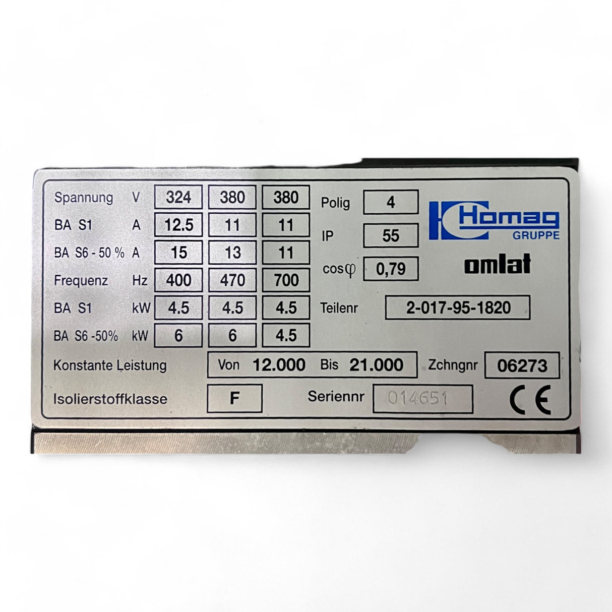 HOMAG Hochleistungs-Hauptspindel OMLAT 4,5/6 kW WEEKE 2-017-95-1820
