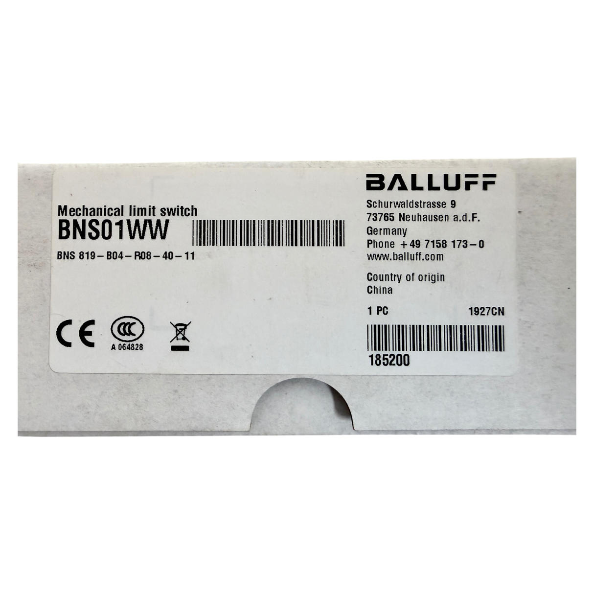 Balluff Mechanischer Endschalter BNS01WW – Typ BNS 819-B04-R08-40-11