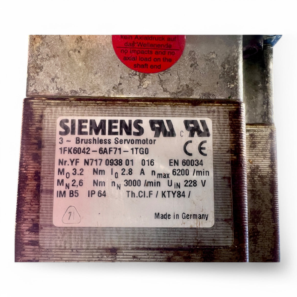 IMA Werkzeugwechsler mit Siemens Servomotor Typ 1FK6042–6AF71–1TGO MA 3 Nr. 196 ISP (1)