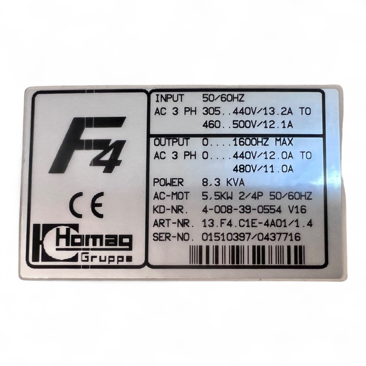 HOMAG KEB Frequenzumrichter COMBIVERT F4 13.F4.C1E-4A01.1/4 für 5,5 kW 400 V 50/60 Hz 4-008-39-0554 V16