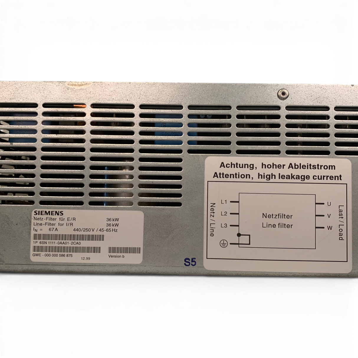SIEMENS Netz-Filter (I/R) 36kW 6SN111-0AA01 Art.-Nr. 6SN111-0AA01