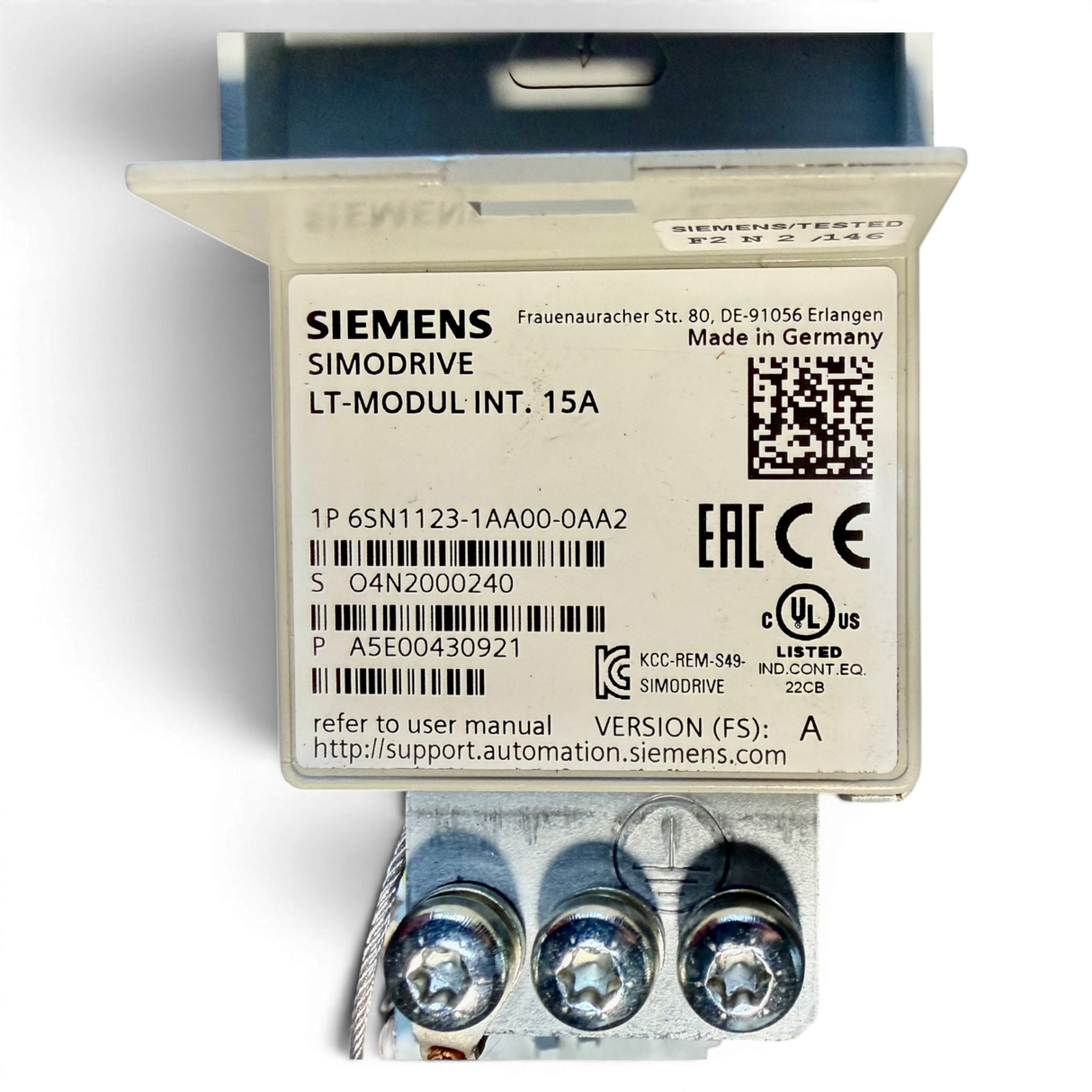 SIEMENS SIMODRIVE LT-Modul INT. 15A Art.-Nr. 6SN1123-1AA00-0AA2 / 6SN1118-0AA11-0AA1 passend z. B. für IMA 610 V