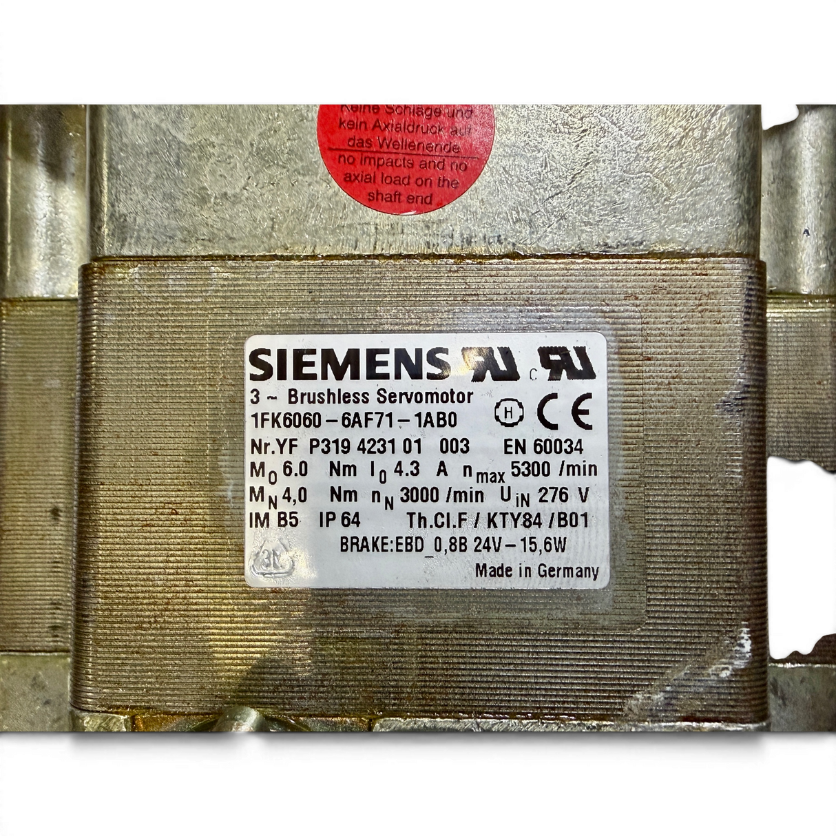 Siemens 1FK6060-6AF71-1TG0 brushless servo motor with alpha gearbox TP 010-MX1-10-050-000