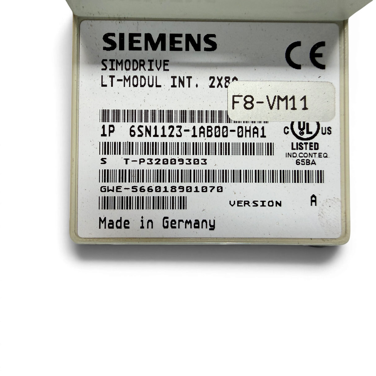 Siemens SIMODRIVE LT-Modul INT. 2X8A F8-VM11 Art.-Nr. 6SN1123-1AB00-0HA1 Seriennummer T-P3200303