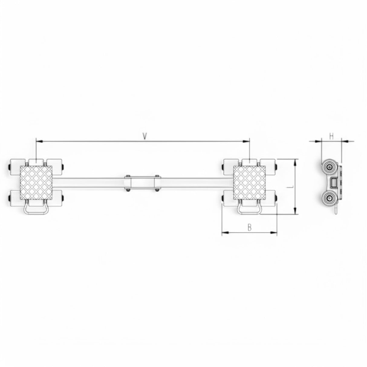 Transportfahrwerk Panzerrollen  Set HTS ECO-Skate I 120L+S / 24t Traglast