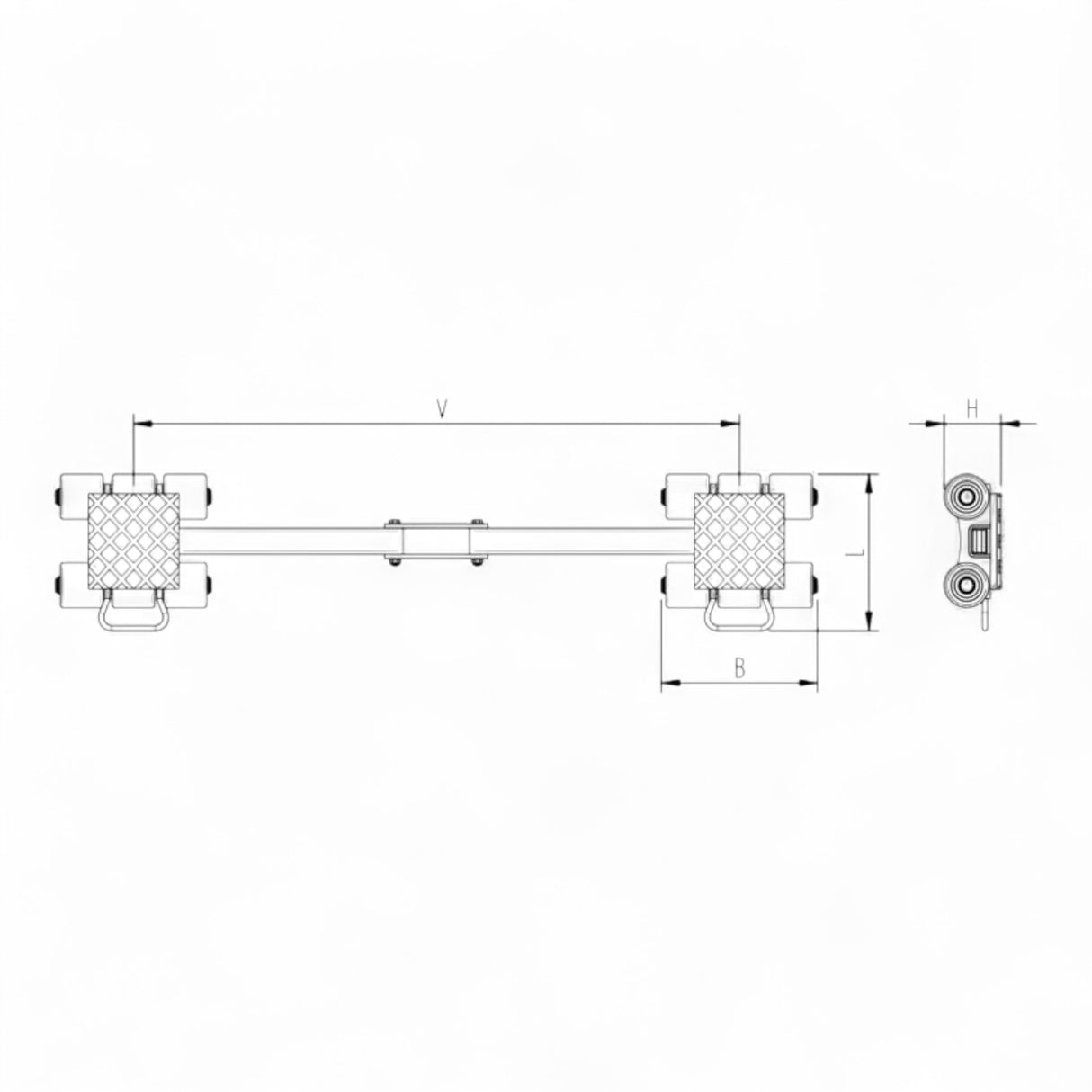 Transportfahrwerk Panzerrollen  HTS ECO-Skate I90L+S / 18t Traglast