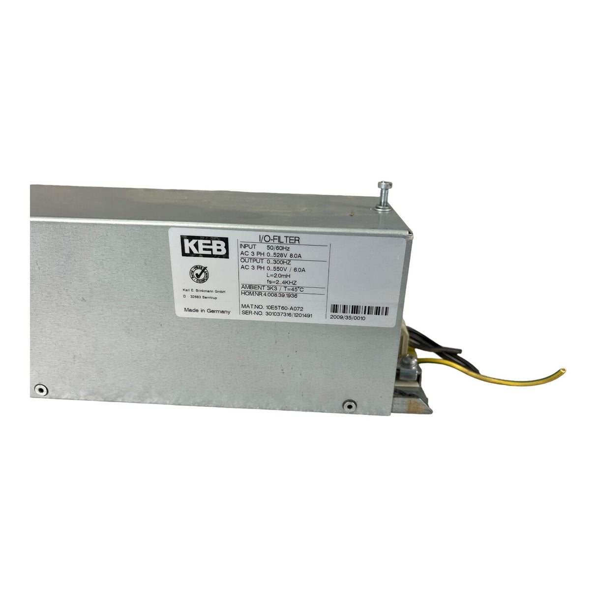 KEB  Netzfilter HOMAG NR 4 008.39 1936 Nr. 10E5T60-A072 Art.-Nr. 3010373161201491