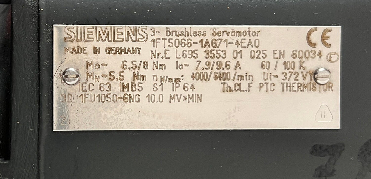 SIEMENS SIMODRIVE  Servomotor 1FT5066-1AG71-4EA0  Brushless