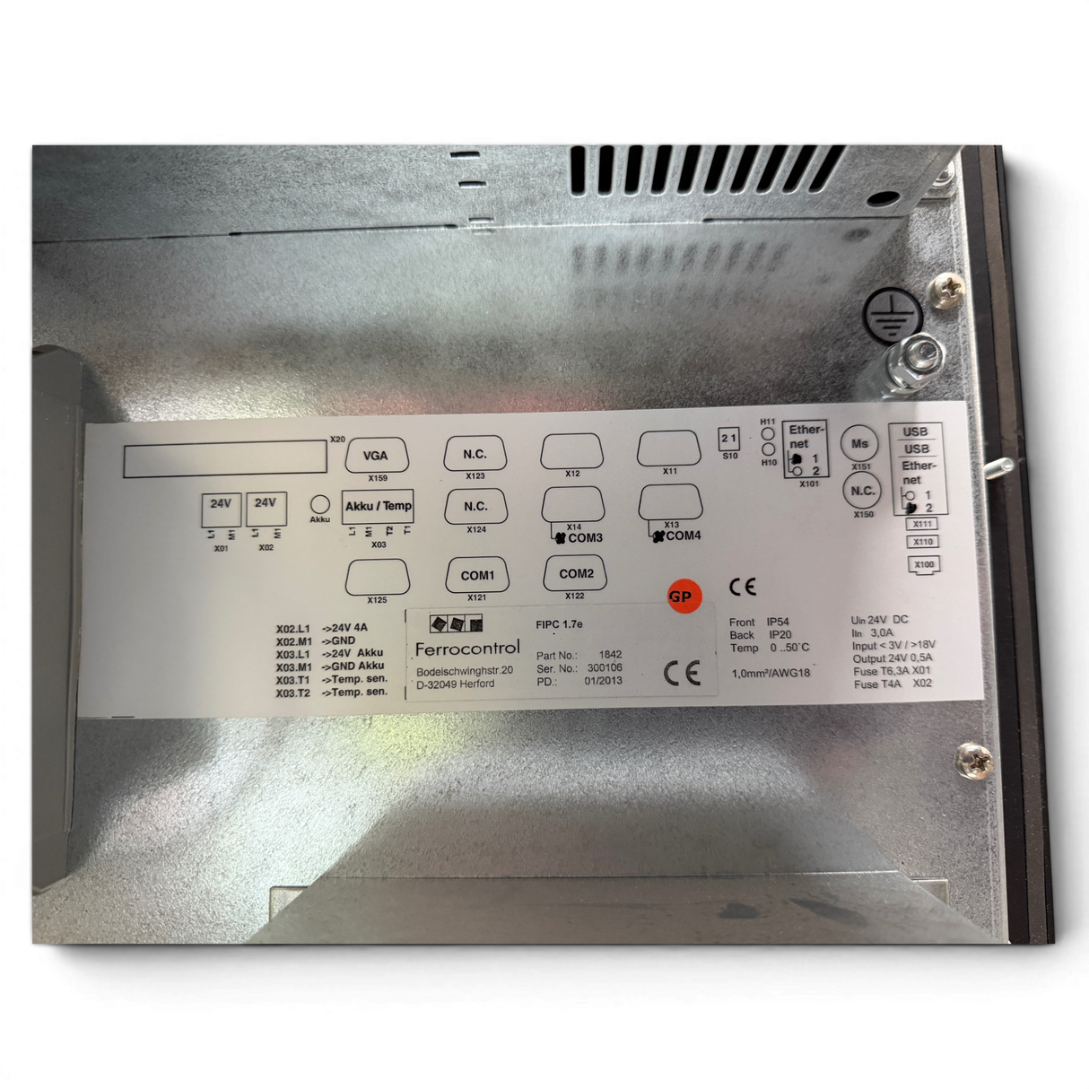 Ferrocontrol FIPC 1.7e Industrie Bedienpanel Art.-Nr. 1842 – CNC Panel PC für Priess und Horstmann CNC BAT