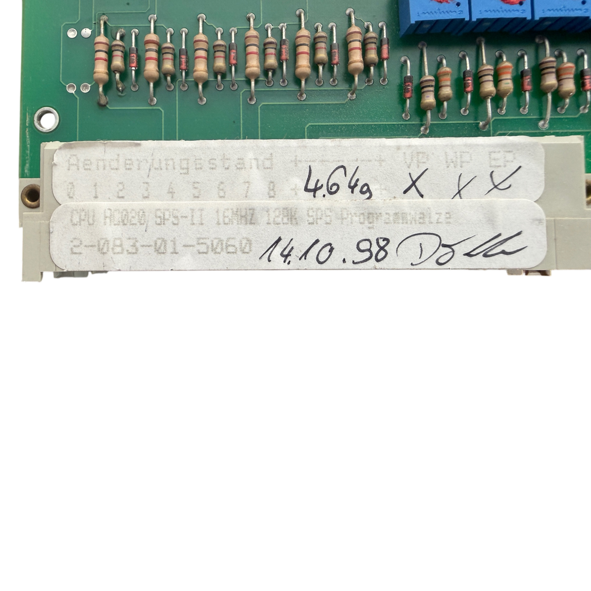 HOMAG Achskarte CPU HC020 SPS II 16 MHz 128K PR.WALZE Rev.3 Art.-Nr. 2-083-01-5060