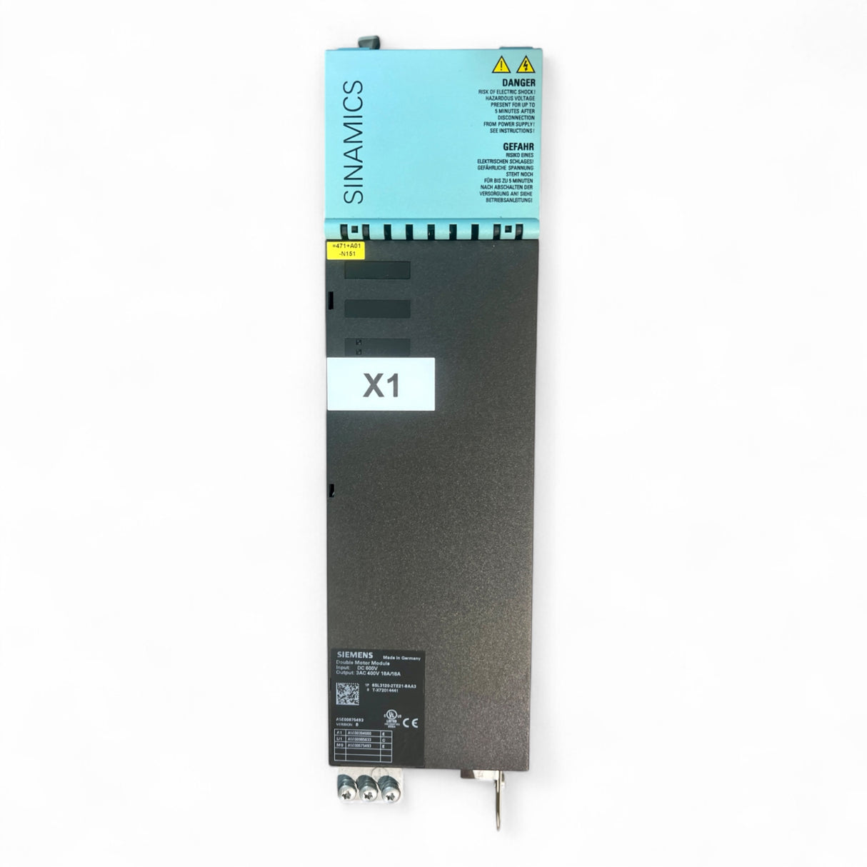 SIEMENS Siemens SINAMICS S120 Double Motor Module SL 6SL3120-2TE21-8AA3 aus HOMAG X-Achse Art.-Nr. SL 6SL3120-2TE21-8AA3