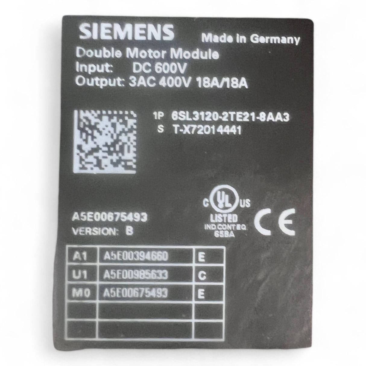 Siemens SINAMICS S120 Double Motor Module SL 6SL3120-2TE21-8AA3 – aus Homag Z‑Achse