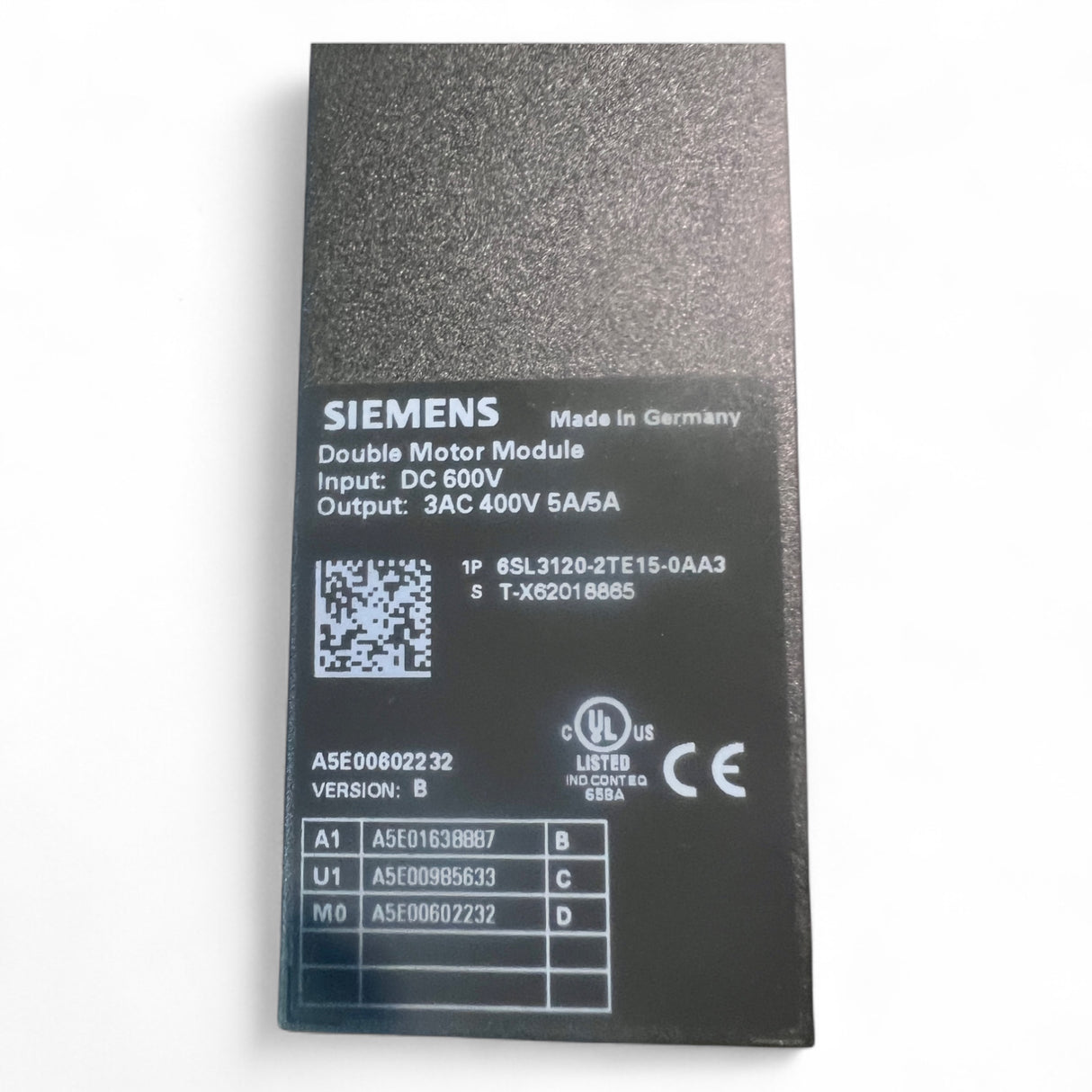 Siemens SINAMICS S120 Double Motor Module SL 6SL3120-2TE21-8AA3 – aus Homag Z‑Achse