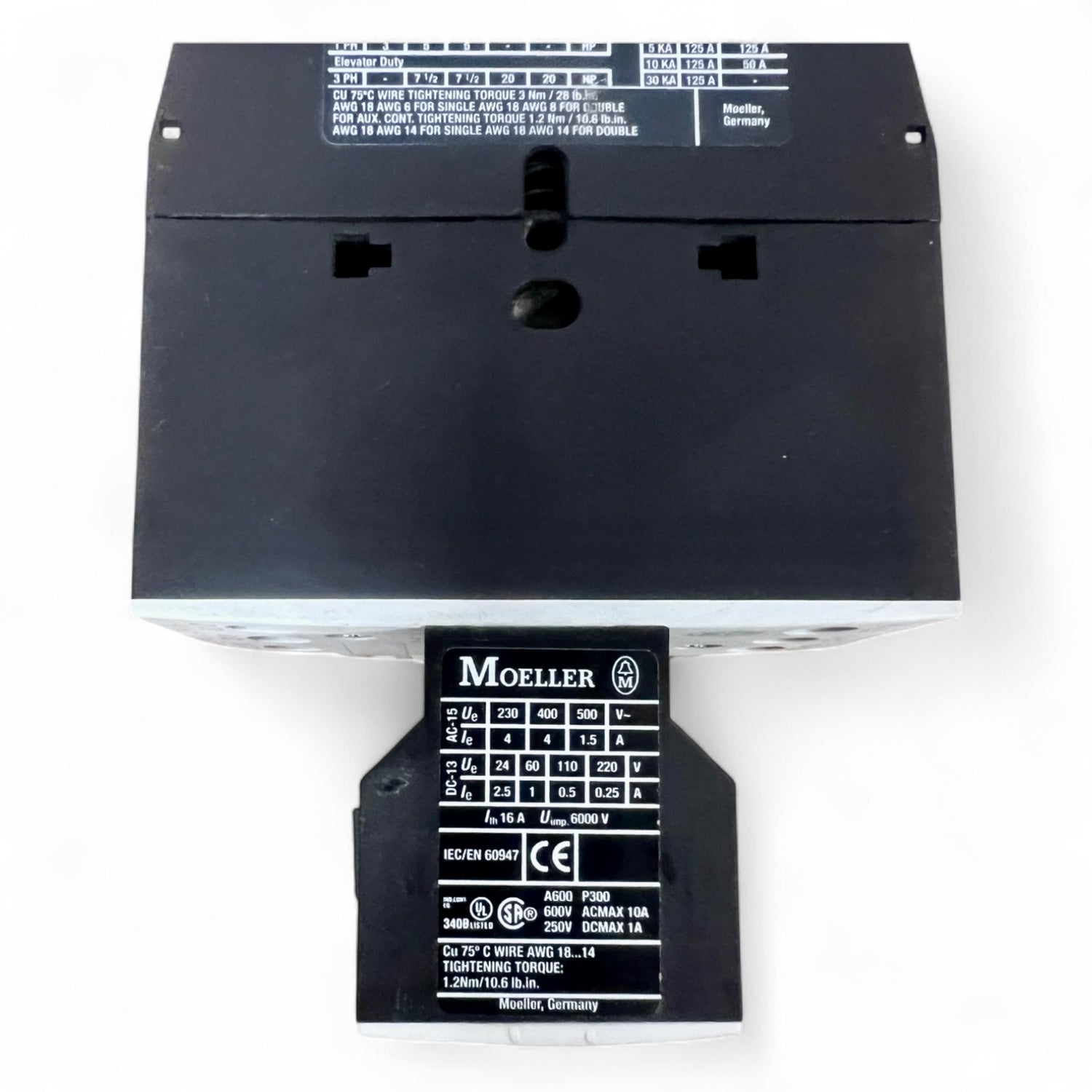 Moeller DIL MCKlöckner Moeller DIL M(C)32 Schütz + Hilfskontaktblock – 3-polig, 40 A AC-1 / 32 A AC-3 – z. B . Homag
