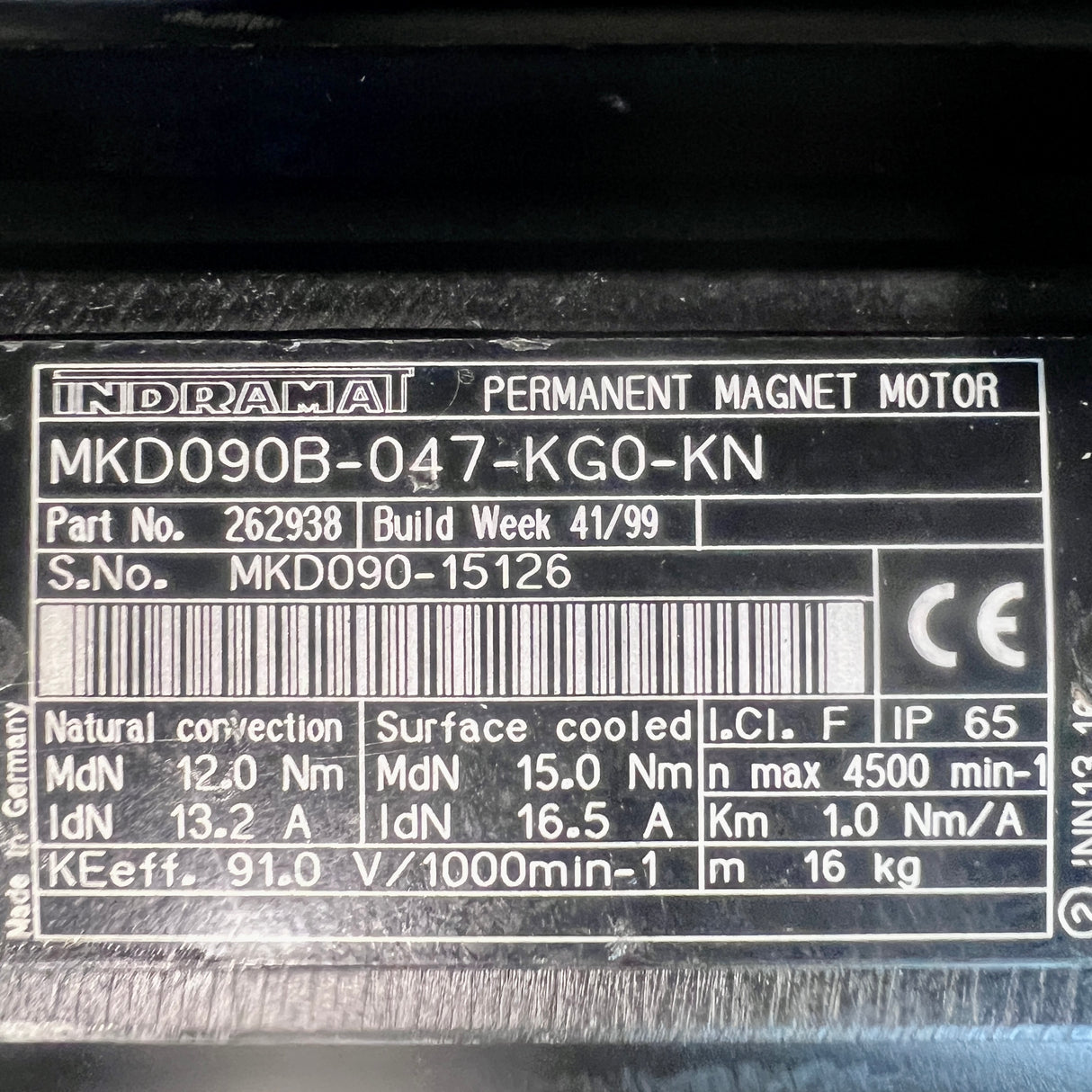 Bosch Rexroth Indramat Servomotor MKD090B047KG0KN Art.-Nr. 262938 HOMAG BOF BAZ
