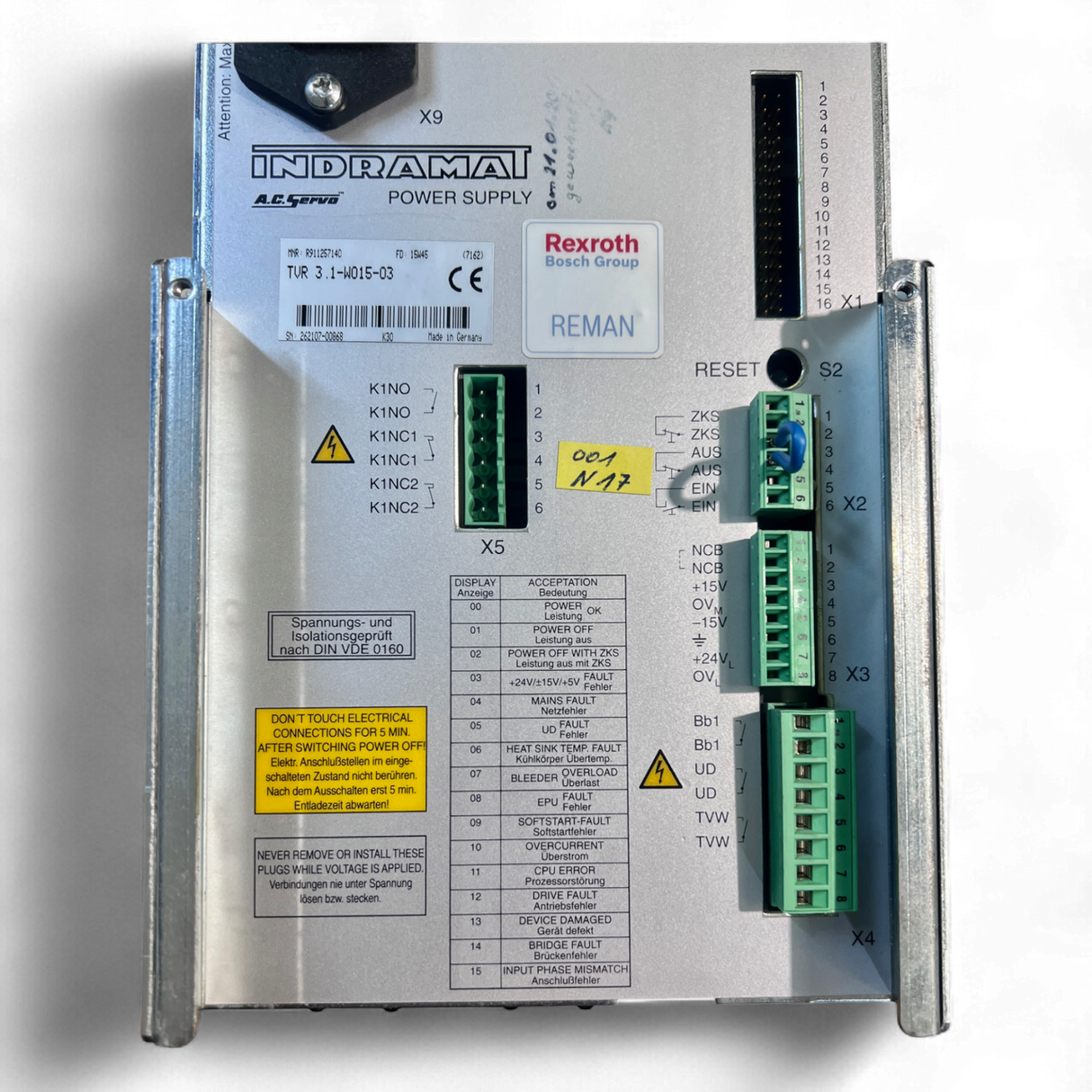 Indramat Rexroth Bosch TVR 3.1 -W015-03 Servo Controller