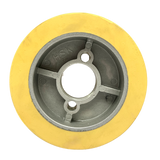 3 Pieces - PUR Feed Rollers 120 x 60 mm HighGrip Polyurethane Yellow (PU R) with Aluminum Core – Ø35 mm Bore – Bolt Circle 8.5 x 48 – for Maggi, Haffner, HolzHer