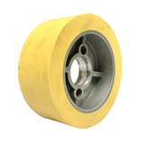 3 Pieces - PUR Feed Rollers 120 x 60 mm HighGrip Polyurethane Yellow (PU R) with Aluminum Core – Ø35 mm Bore – Bolt Circle 8.5 x 48 – for Maggi, Haffner, HolzHer