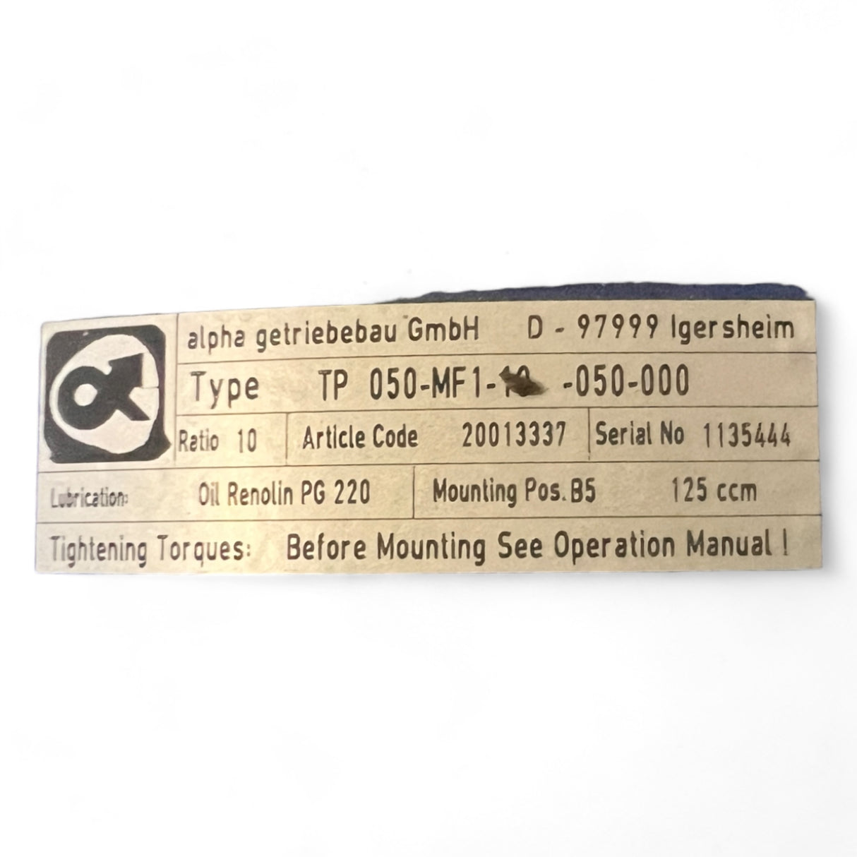 SIEMENS Brushless Servomotor 1FK6083-6AF71-1AGO mit Getriebe alpha Getriebebau  TP 050-MF1-050-000