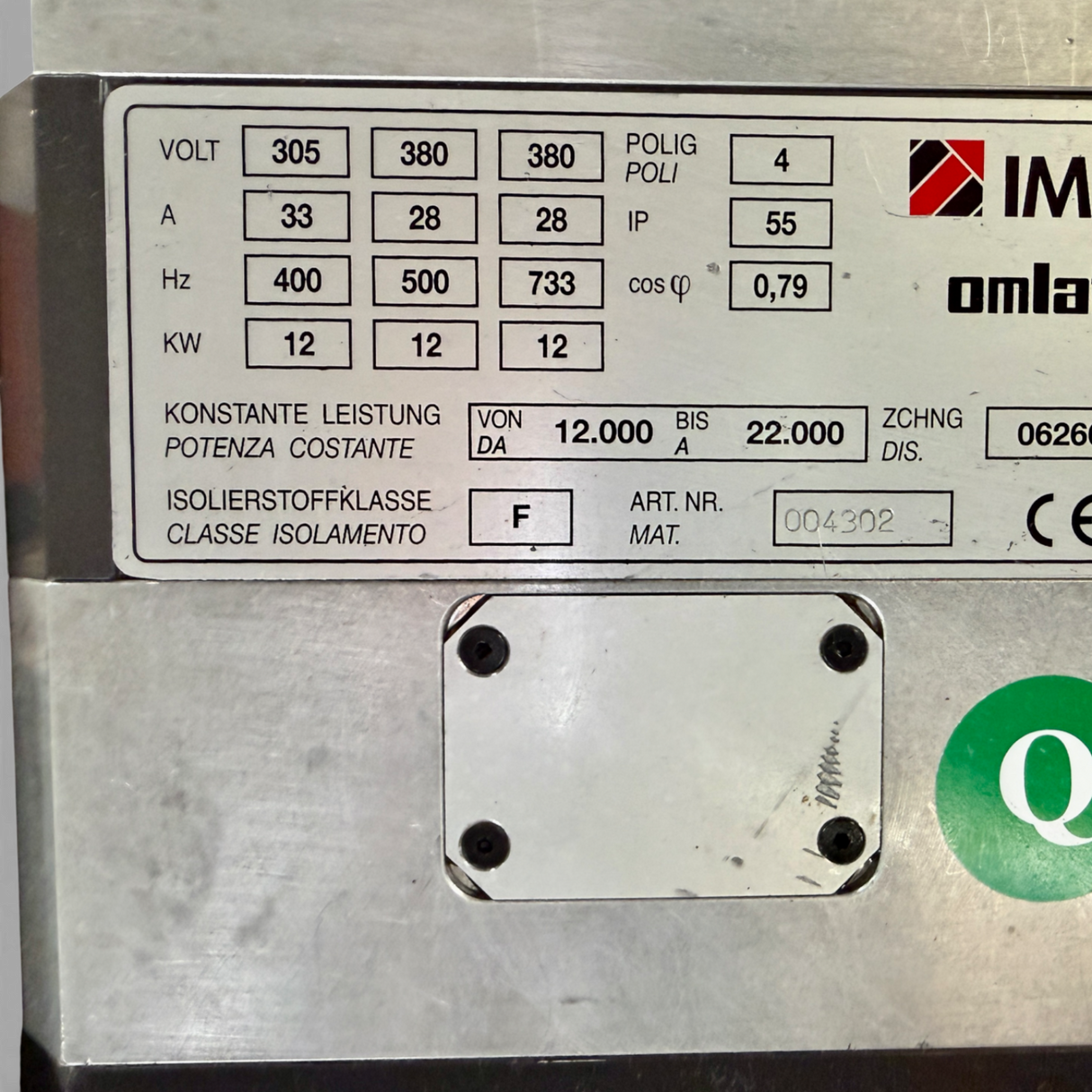 OMLAT IMA Hauptspindel 12 KW  Motorspindel Elektrospindel ohne C-Achse
