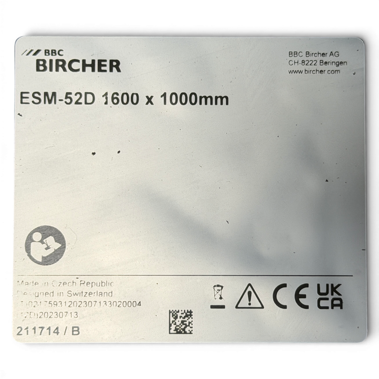 BBC BIRCHER Trittschutzmatte Trittmatte Sicherheitsschaltmatte ESM-52D 1600 x 1000 x 11 mm für HOMAG / IMA fabrikneu Hersteller Art.Nr. 211714/B