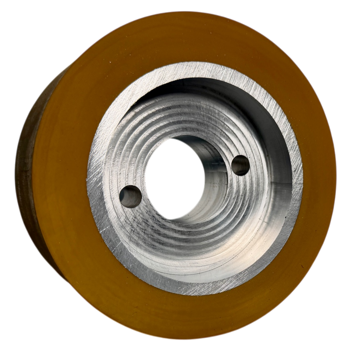 Vorschubrolle 110 x 50 mm Polyurethan (PU R / PU) mit Alukern – Ø35 mm Bohrung – Teilkreis 8,5 x 48 – für  HolzHer