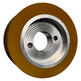 3 Vorschubrollen 120 x 60 mm Polyurethan (PU R / PU) mit Alukern – Ø35 mm Bohrung – Teilkreis 8,5 x 48 – für Maggi, Haffner, HolzHer