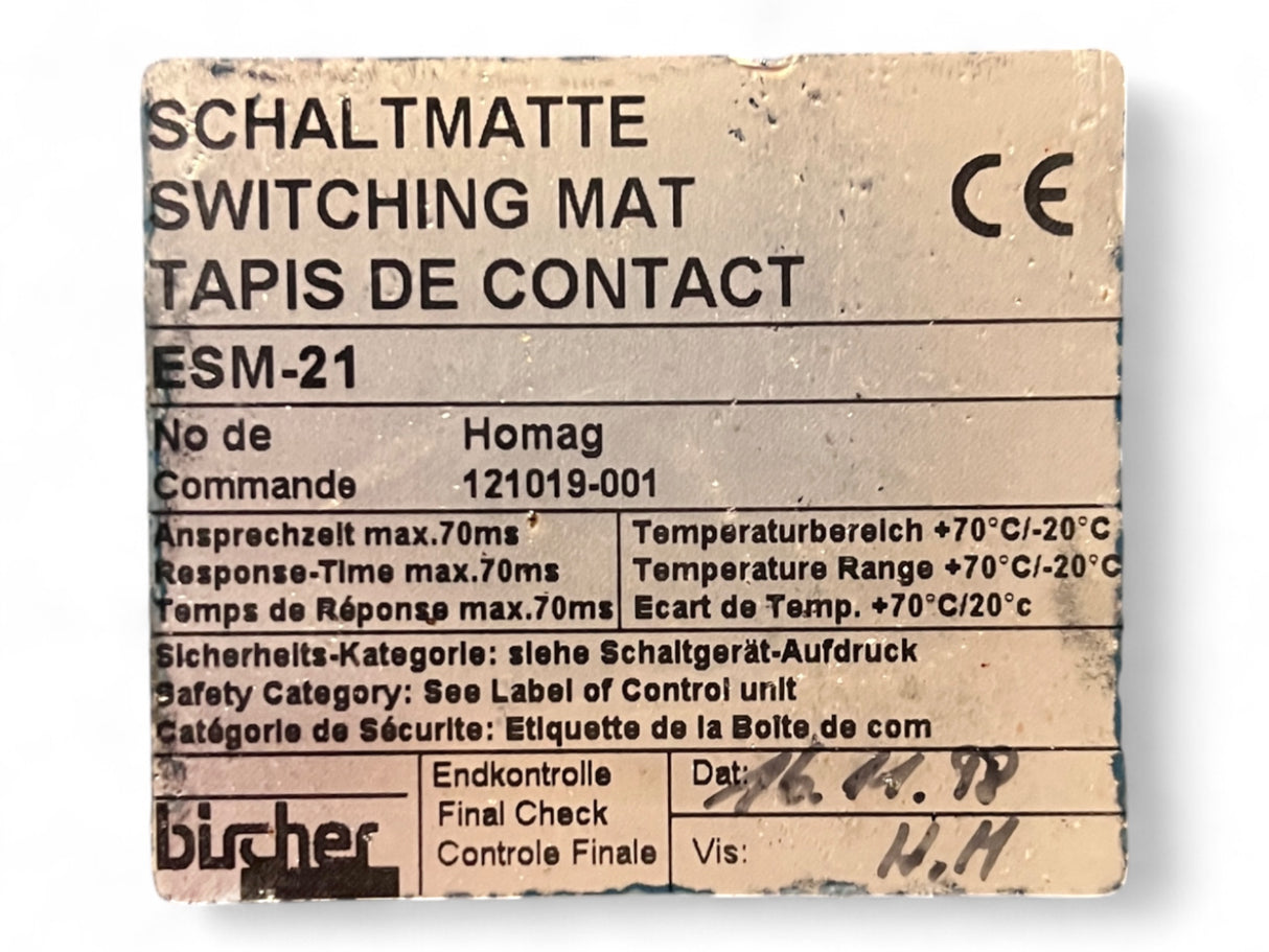 Homag Weeke Bircher Trittmatte Sicherheits-Schaltmatte ESM-21,  1200x1000mm blau 121019-001, PA00524-001 Homag Nr. 4-008-32-0432