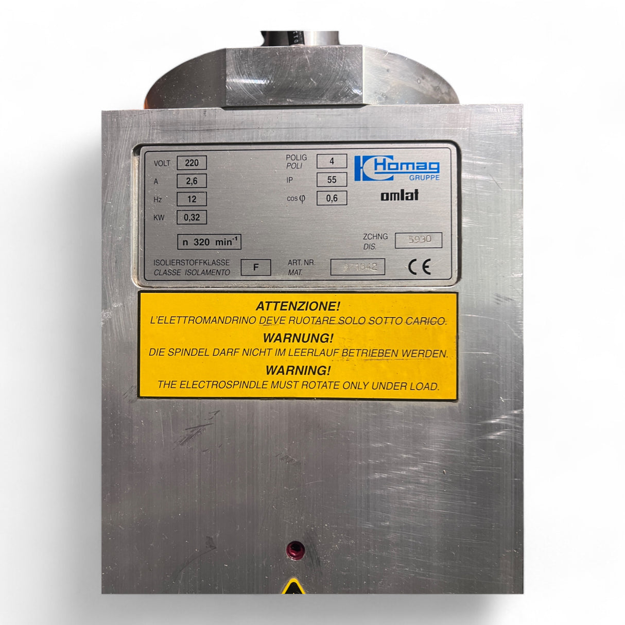 HOMAG Omlat Spindel 0,32 KW und Encoder IMG40S-1250 Motorspindel mit C-Achse 971842 Zeichnungsnummer 5930