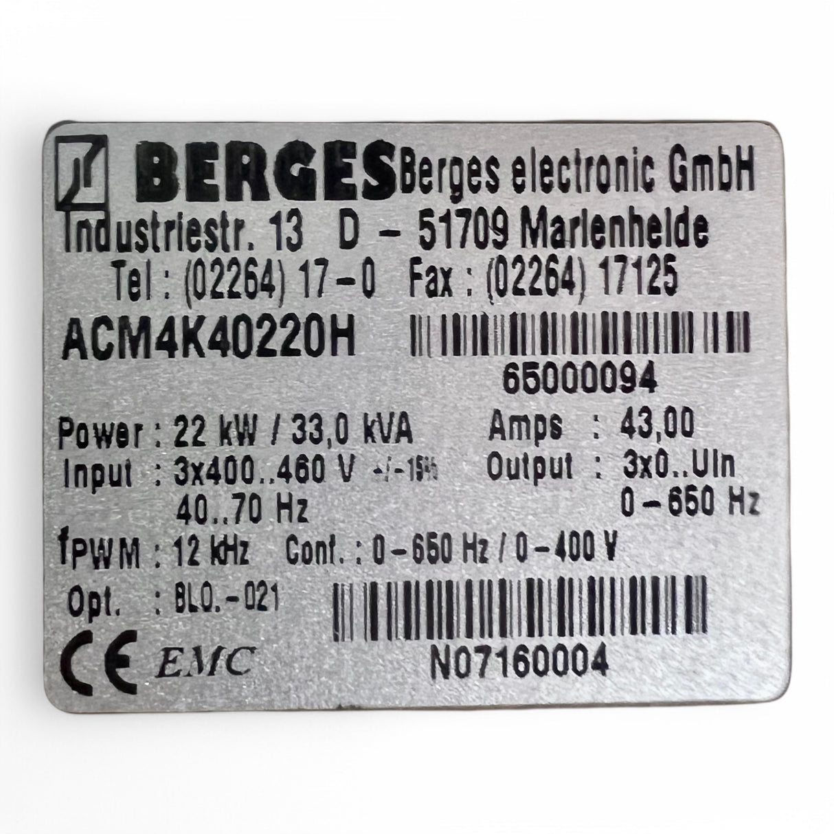 Berges ACM4K40220H Controller Frequenzumrichter 65000094 ‍