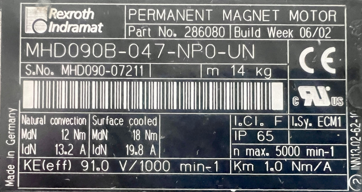 Rexroth Indramat MHD090B-047-NP0-UN Permanent Magnet Moto;, HOMAG,  Weeke   2-214-95-1352 , 2-214-95-1342